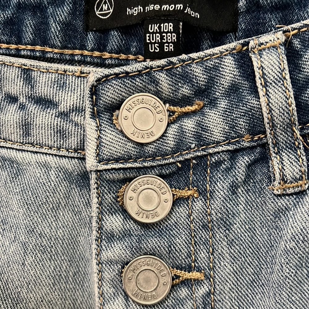 Misguided Riot Mum Hi Rise Button Fly Jeans Size 6 - Picture 4 of 8